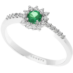 Anello Smeraldo e diamanti COMETE collezione Contessa in oro bianco con accenti