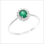 Anello Smeraldo e diamanti COMETE ANB 2574 con anello a halo di smeraldo e diamanti