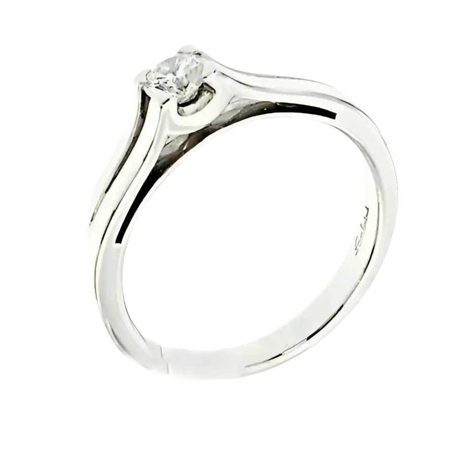 Anello Solitario Diamante Salvini Oro Bianco con brillante diamante e montatura split shank