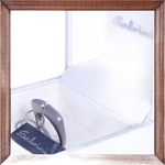 Scatola bianca per gioielli con portachiavi metallico e etichetta nera per Anello Solitario Diamante Stars