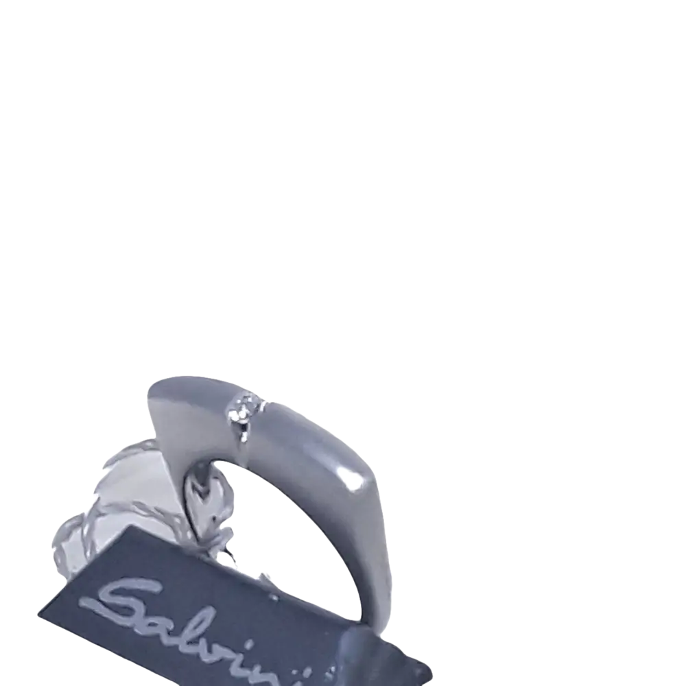 Anello Solitario Diamante Stars con anello in argento, diamante singolo e tag Salvini