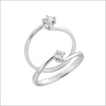 Anello Solitario Oro Bianco Comete con diamante solitario in platino argenteo