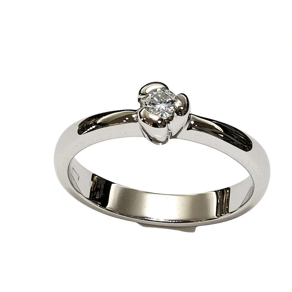 Anello Solitario oro bianco Diamante ct 0,10 Salvini|bonini-gioielli