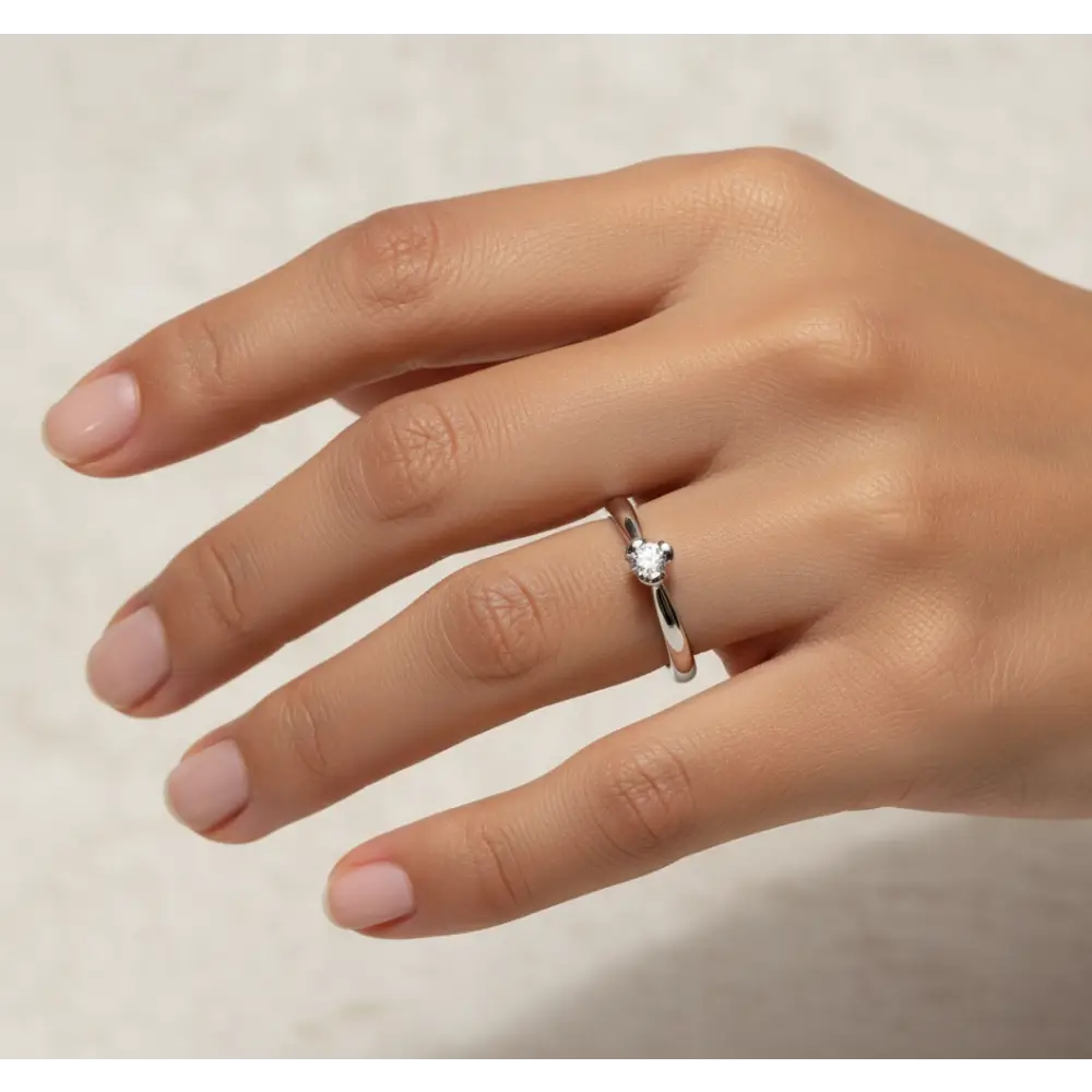 Anello Solitario oro bianco Diamante ct 0,10 Salvini|bonini-gioielli