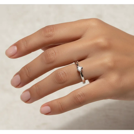 Anello Solitario oro bianco Diamante ct 0,10 Salvini|bonini-gioielli