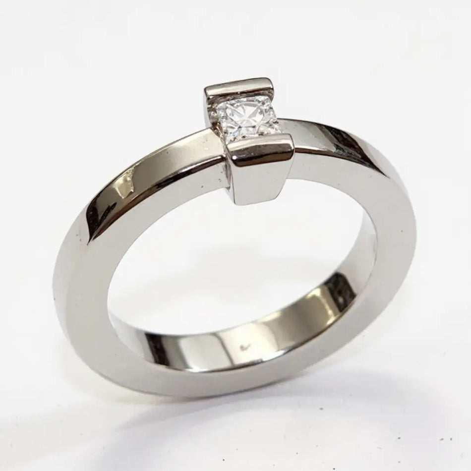 Anello Solitario Oro Bianco e Diamante Princess CEVA GIOIELLI