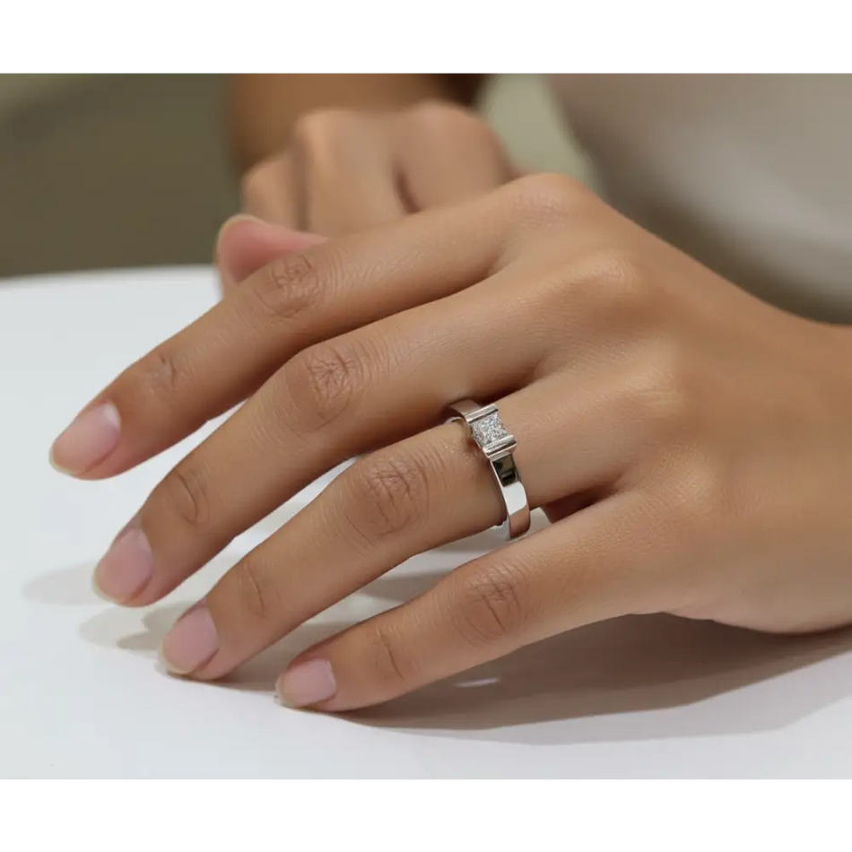 Anello Solitario Oro Bianco e Diamante Princess CEVA GIOIELLI