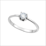 Anello solitario Ambrosia AAZ 141 oro bianco e zircone, vista elegante