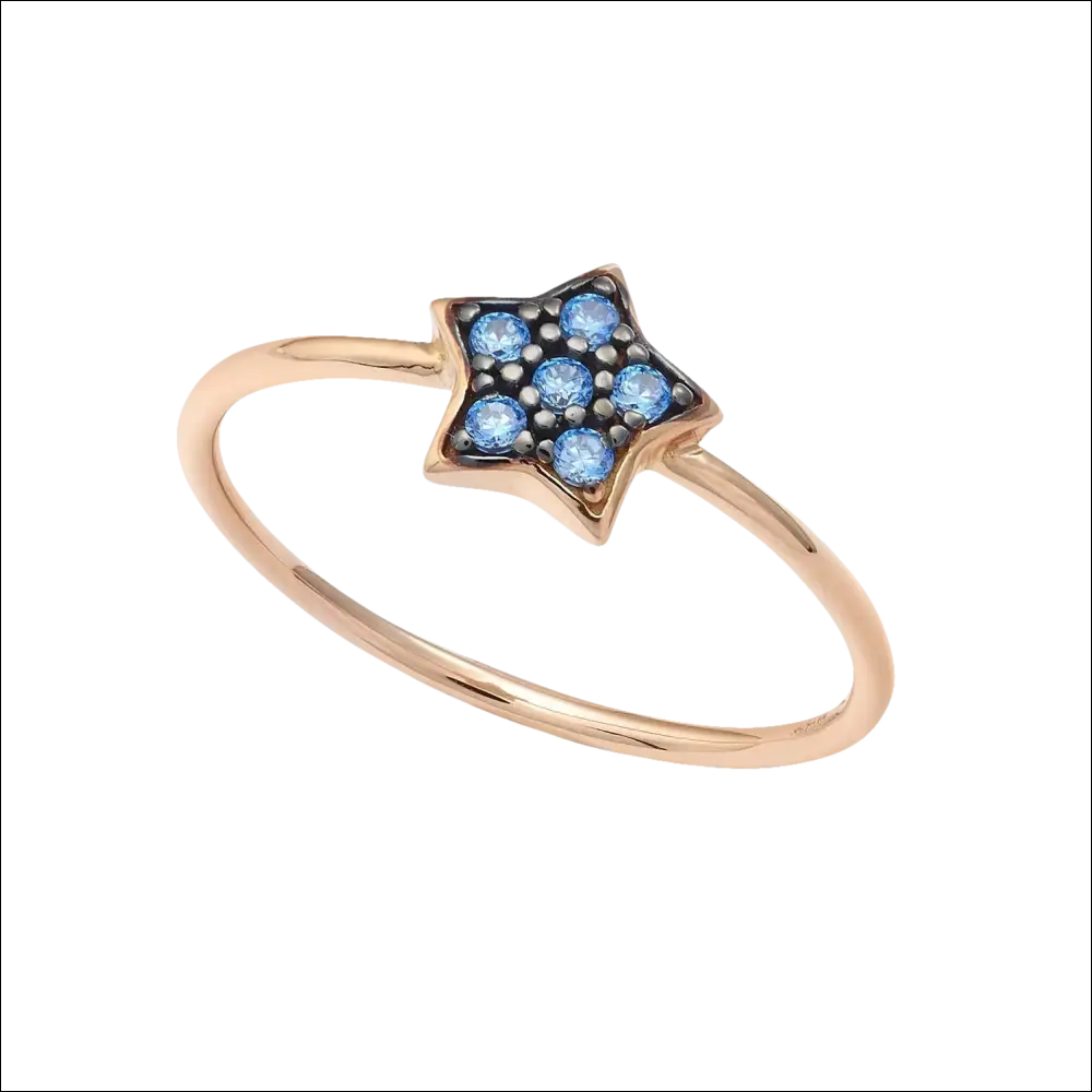 Anello Stella Oro Rosa e Zirconi Azzurri Ambrosia AAZ 129|bonini-gioielli