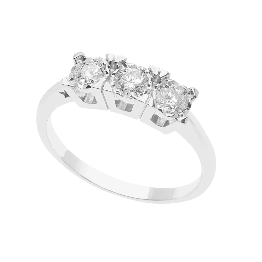 Anello Trilogy Diamanti Comete ANB 2643 in oro bianco con tre diamanti