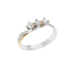 Anello Trilogy diamanti ct 0,30 Double COMETE con tre pietre e banda oro e argento