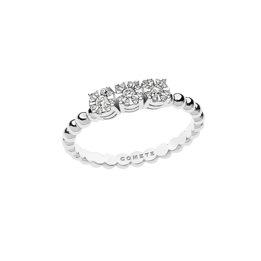 Anello Trilogy Diamanti Oro Bianco COMETE GIOIELLI con anello in oro bianco e diamanti a cluster