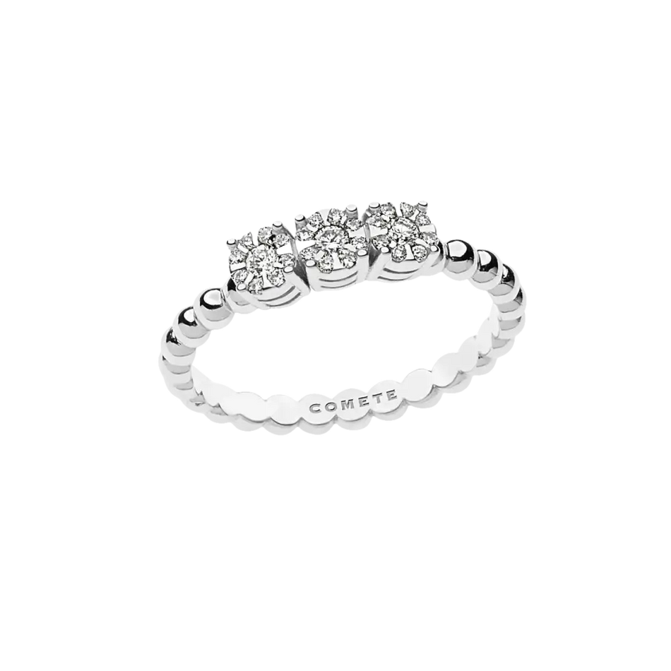 Anello Trilogy Diamanti Oro Bianco COMETE GIOIELLI con anello in oro bianco e diamanti a cluster
