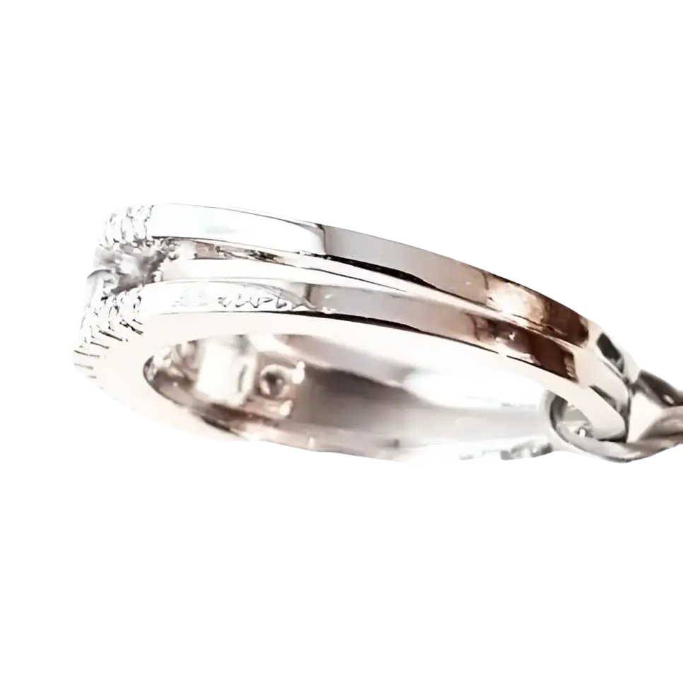 Anello Trilogy Salvini Oro Bianco e Diamanti con doppio giro, pietre chiare e pave