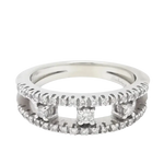 Anello Trilogy Salvini Oro Bianco e Diamanti con diamanti piccoli e tre grandi quadrati