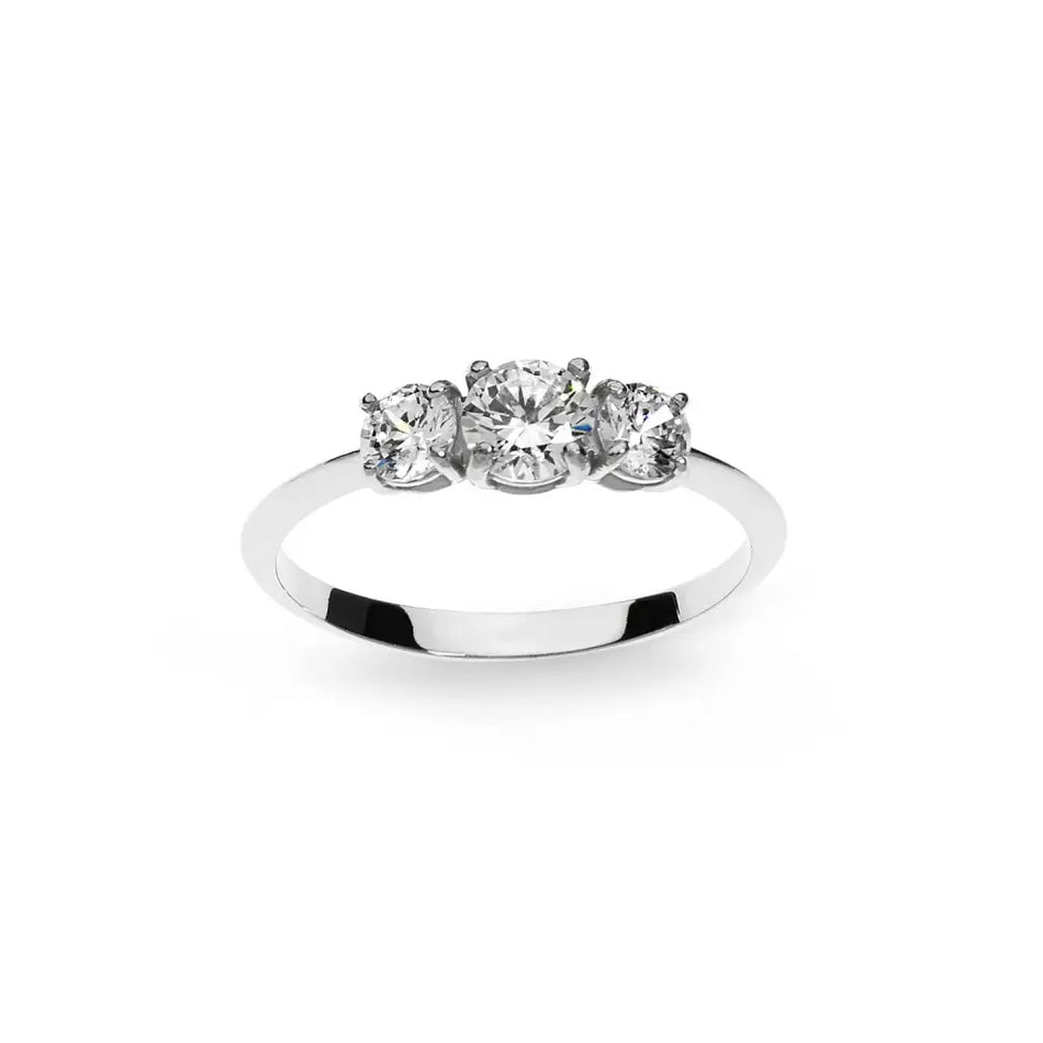 Anello Oro Bianco Trilogy zirconi Ambrosia AAZ 031|bonini-gioielli