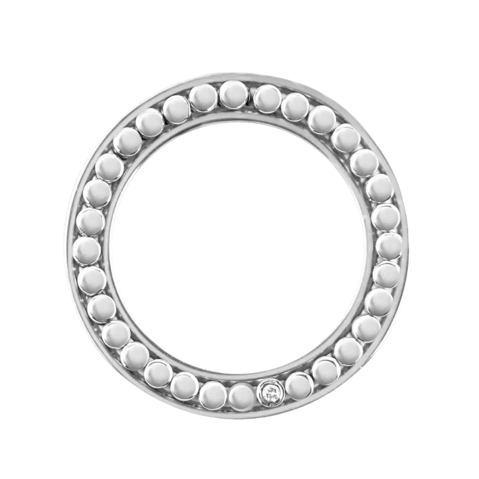 Anello uomo in acciaio con design a perline e piccolo diamante accentuato