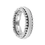Anello Uomo Acciaio Cuscinetto a Sfera Rotante con banda liscia e dettagli texture