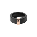 Anello uomo COMETE in ceramica nera con accentuazione rosé elegante