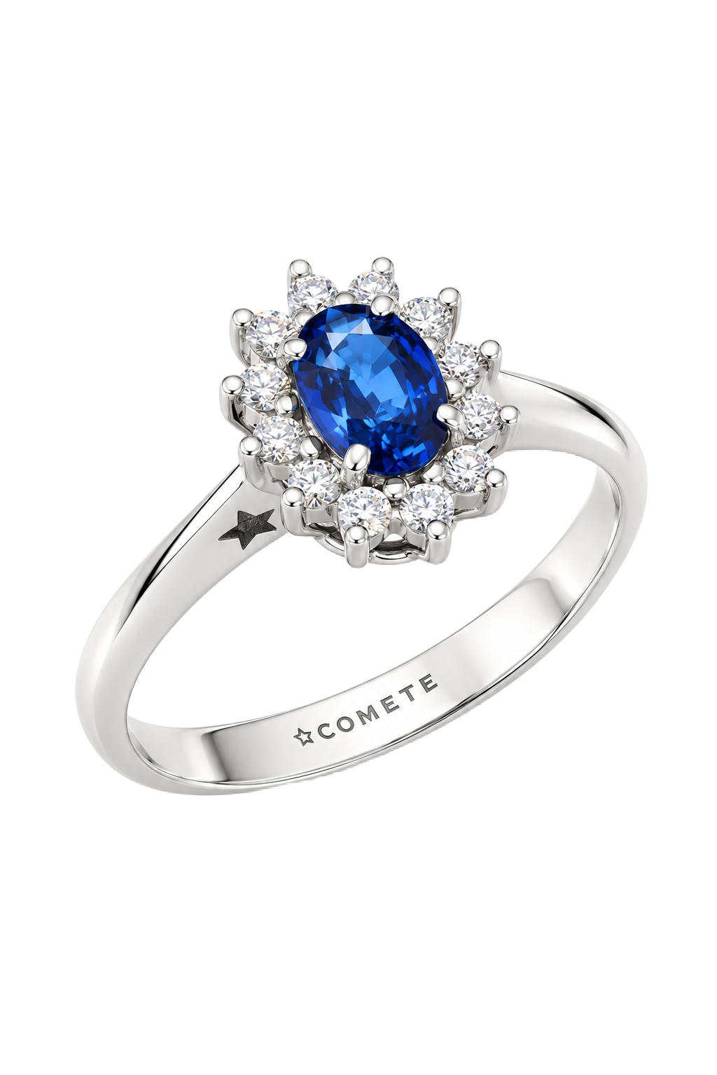 Anello Zaffiro Blu e Diamanti Regina di COMETE GIOIELLI|bonini-gioielli