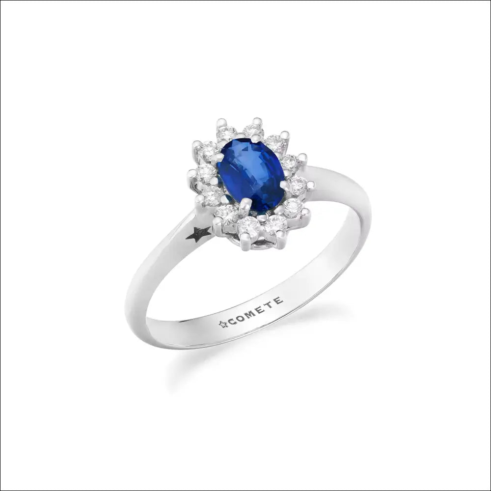 Anello Zaffiro Blu e Diamanti Regina di Comete Gioielli|bonini-gioielli