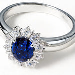 Anello Zaffiro blu, Oro Bianco e Diamanti|bonini-gioielli