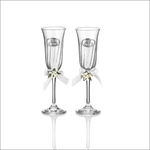 Coppe champagne Valenti Anniversario Nozze Argento con monogramma e nastro