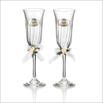 Bicchieri Cristallo Anniversario 50° Valenti con fregio oro e fiori bianchi