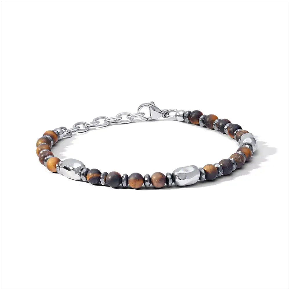 Bracciale Uomo Acciaio, Occhio di Tigre ed Ematite District UBR 1209 COMETE|boninigioielli