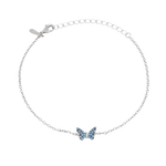 Bracciale Ambrosia in argento con charm farfalla blu in zirconi pavé