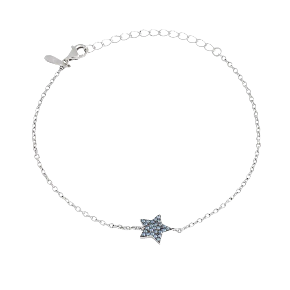 Bracciale Ambrosia in argento con charm a stella e zirconi azzurri
