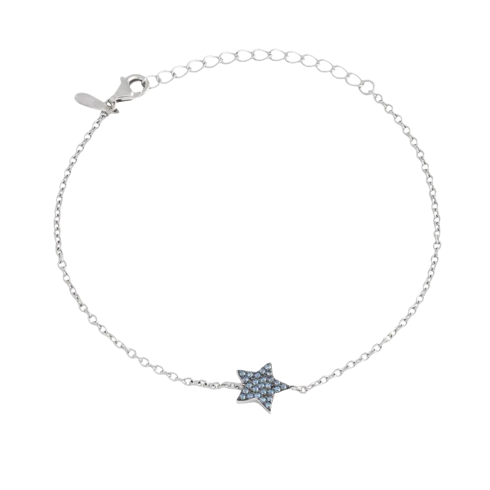 Bracciale Ambrosia in argento con charm a stella e zirconi azzurri