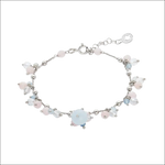 Bracciale Argento Acquamarina Cromatica Estate con perla floreale rosa e blu