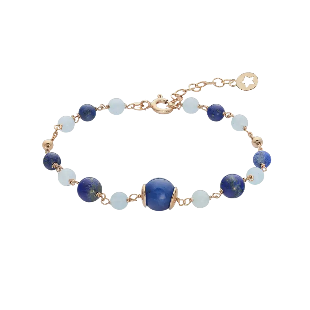 Bracciale Argento Acquamarina e Lapislazzuli COMETE con beads blu e verdi