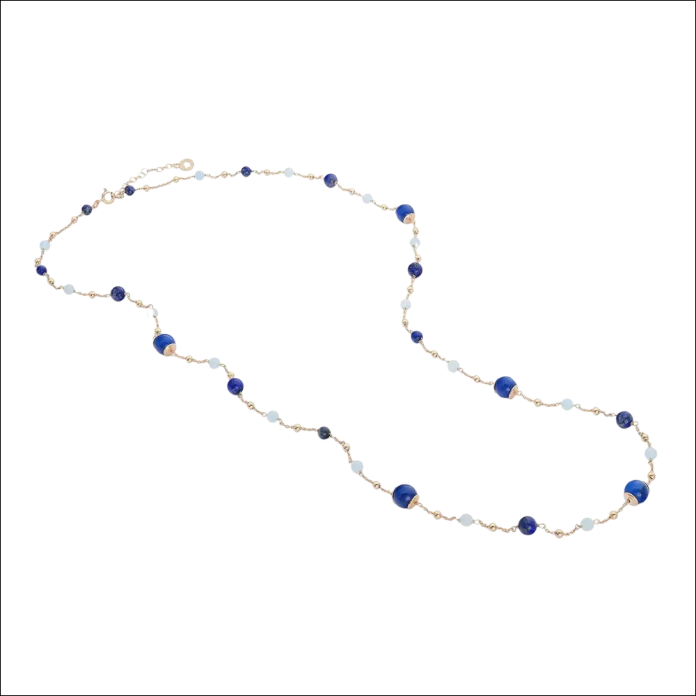 Bracciale Argento Acquamarina e Lapislazzuli COMETE con perle blu e acquemarine