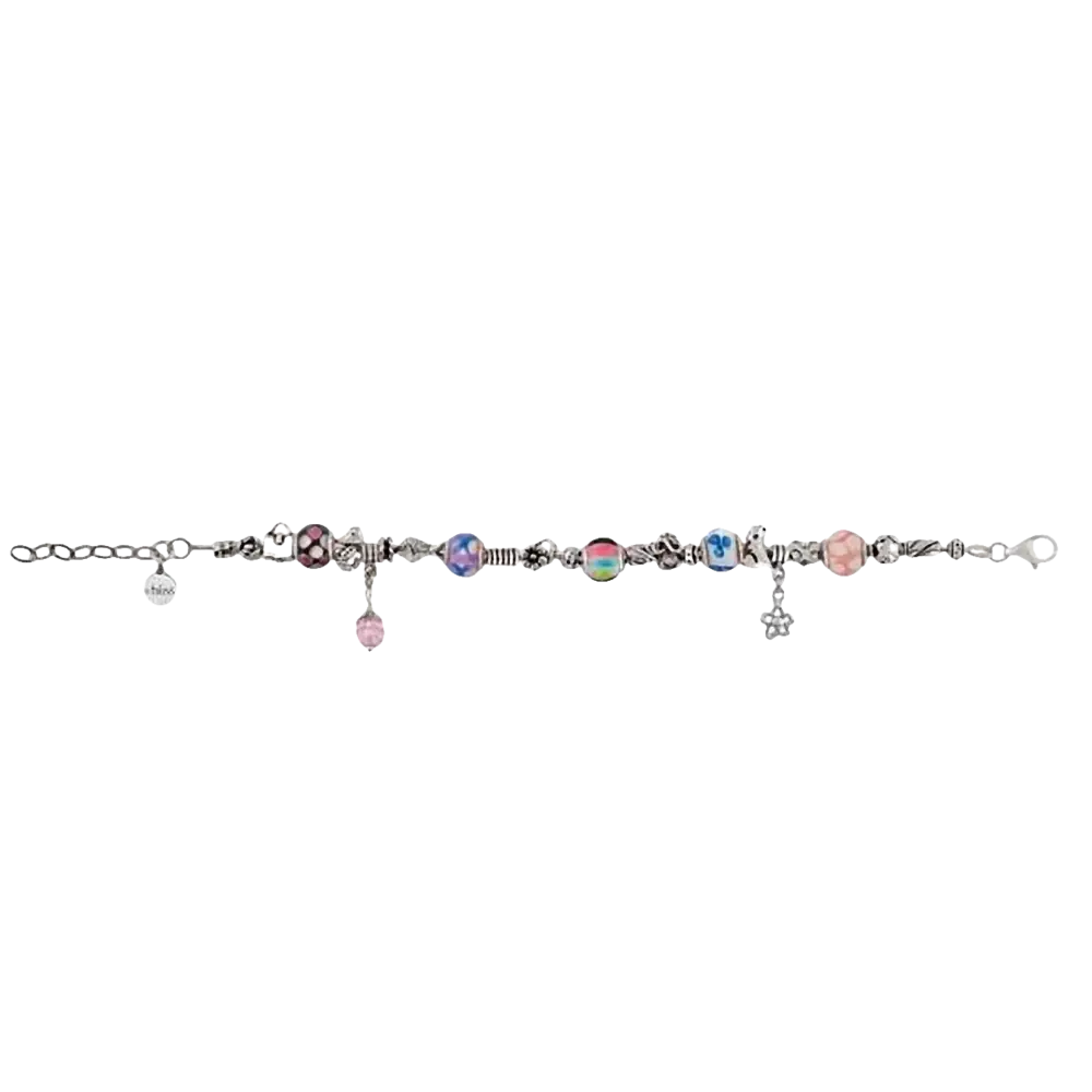Bracciale Argento Donna bTIME con Charms con perline colorate e ciondoli pendenti