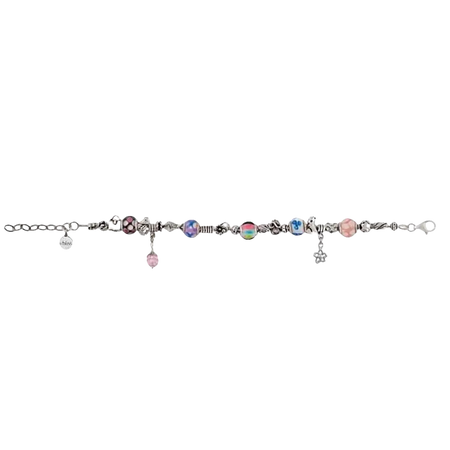 Bracciale Argento Donna bTIME con Charms con perline colorate e ciondoli pendenti