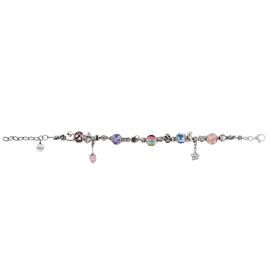 Bracciale Argento Donna bTIME con Charms con perline colorate e ciondoli pendenti