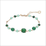 Bracciale Argento Rosé Agata Giada Quarzo Cromatica Autunno con perline verde chiaro e smeraldo