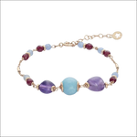 Bracciale Argento Rosé Cromatica Inverno COMETE con pietre viola, blu e perle rosse