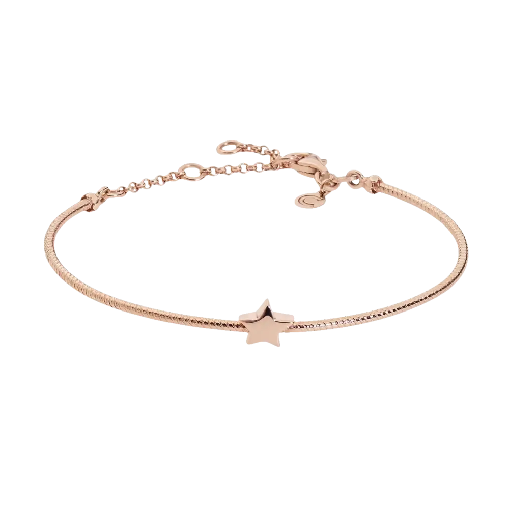 Bracciale Argento Stella Comete in oro rosa con charm a stella flessibile