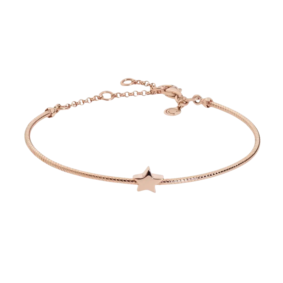 Bracciale Argento Stella Comete in oro rosa con charm a stella flessibile