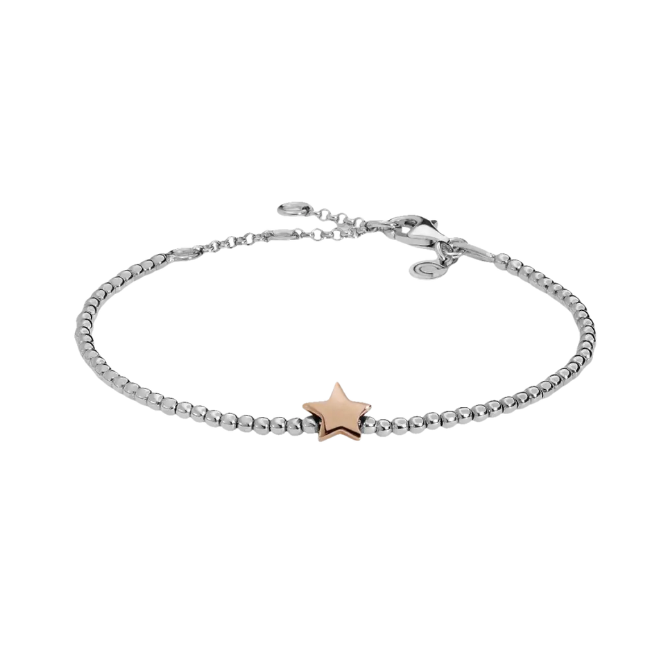 Bracciale Argento Stella Portafortuna Donna con perle d’argento e charm a stella rosa oro