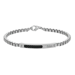 Bracciale Argento Uomo Catena Veneziana e Carbonio con diamante e inlay in fibra di carbonio