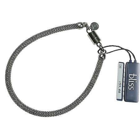 Bracciale Argento Uomo con Diamante, bracciale flessibile in mesh grigia con chiusura magnetica