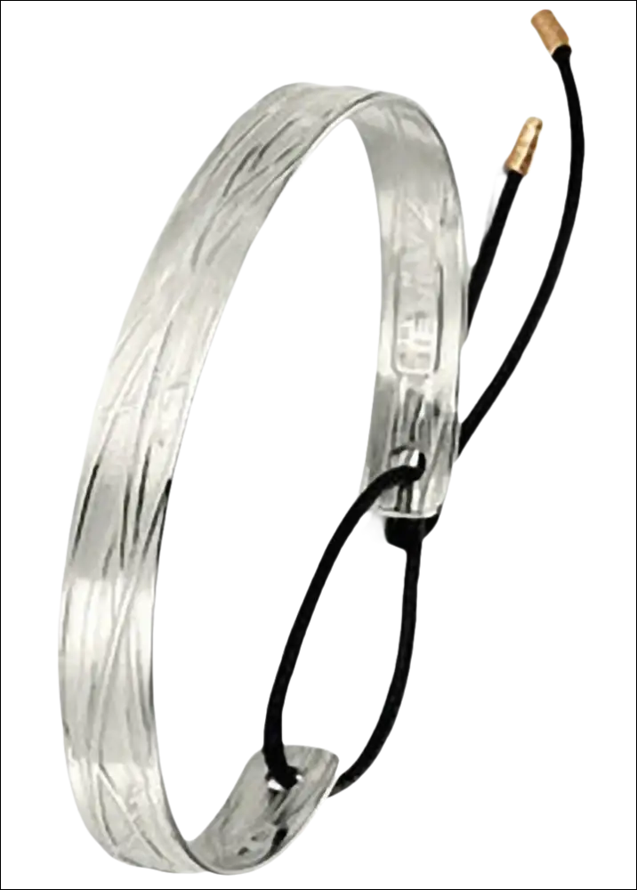 Bracciale uomo argento Desideri BJ0543 BREIL MILANO con bangle testurizzato e corda nera