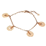 Bracciale in bronzo dorato con charms moneta e dettagli a texture e forma di chiave