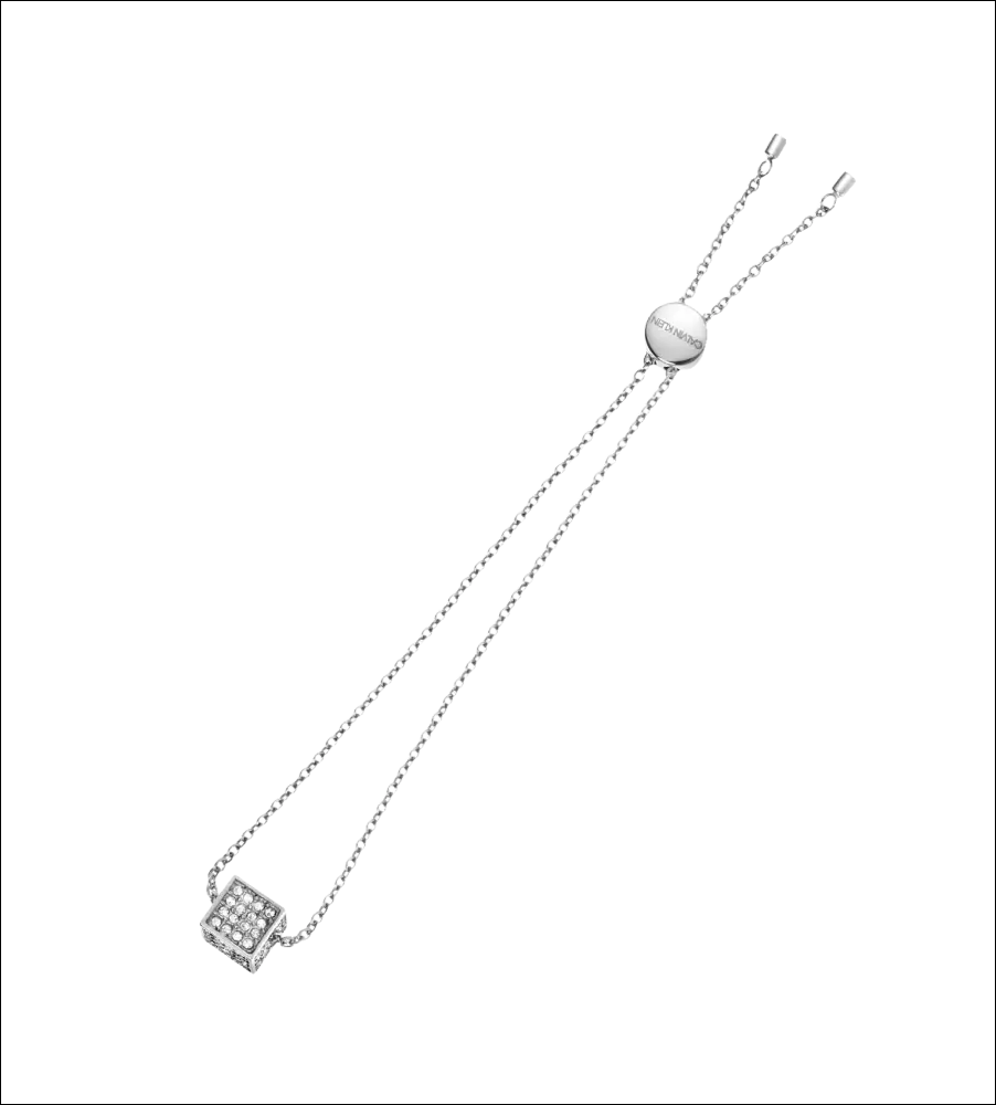 Bracciale CALVIN KLEIN Rocking in argento con ciondolo cube cristalli pavé