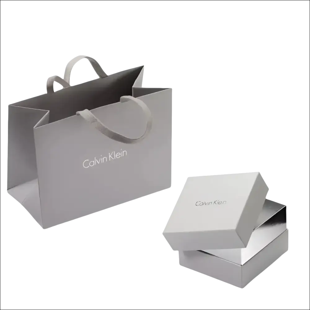 Borsa regalo e confezione grigia Calvin Klein per il bracciale Calvin Klein Soulful Onice Nero