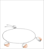 Bracciale Calvin Klein Spicy con catena argento e tre charm a mezzaluna in oro rosa e argento